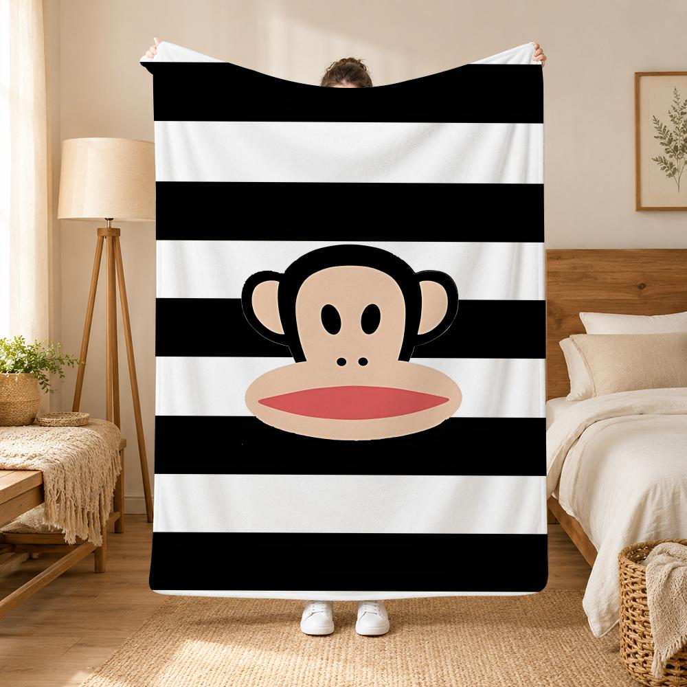 Julius the Monkey Character Throw 240g flannel blanket, suitable for sofas, beds, offices,  exquisite gift blankets