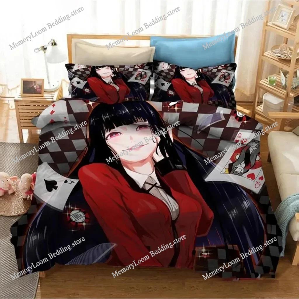 Kakegurui Юмеко Джабами Милый Комплект Постельного Белья Мультяшный Аниме Взрослый Детский Спальня Мягкая Пододеяльник 3D Печать Яркий Кавайный Аниме Уютный Комплект