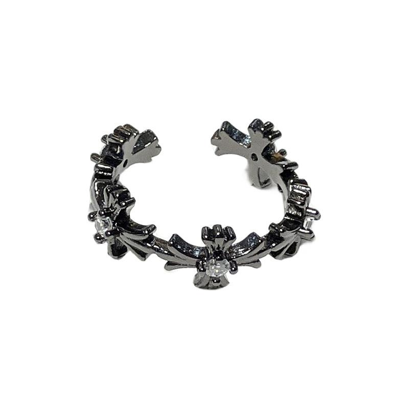 Cross Dark Premium Light Luxury Открытое кольцо набор Холодный ветер Циркон Любовь Бант кольцо