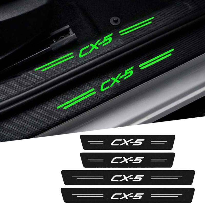 AAFD1 Car Door Edge Guards Sill Protector Luminous Anti Scratch Stickers for Mazda CX5 CX-5 Logo Rear Trunk Bumper Threshold Strips