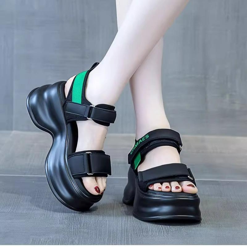 Босоножки на платформе для женщин, летние, модные дизайнерские босоножки на каблуке с открытым носком, женская удобная повседневная спортивная пляжная обувь