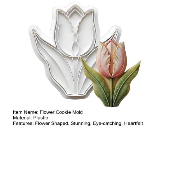Flower Cookie Cutter Sunflower Rose Tulip Shape Biscuits Molds for Baking Fondant Pastry Biscuit Clay DIY Molds Gifts for Mother's Day Valentine's