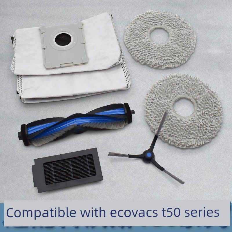 Applicable to Ecovacs Sweeping Robot T50pro Edge Rolling Brush Filter Screen Dust Collection Bag Mop Cleaning Liquid Consumables Accessories