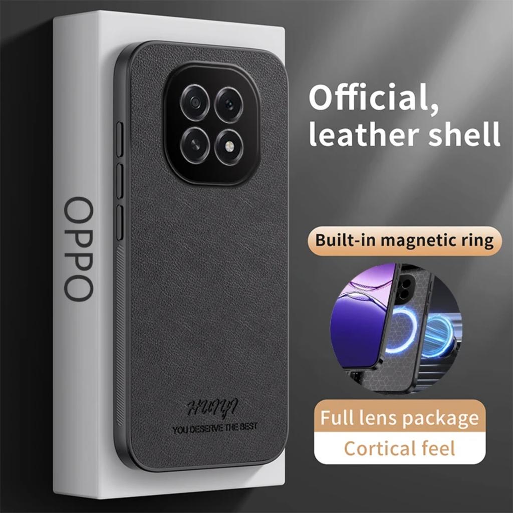 Magsafe Leather Case for Oppo A5 5G (China) Car Magnetic Holder Wireless Charging Silicone Hard Phone Cover OppoA5 China PKQ110