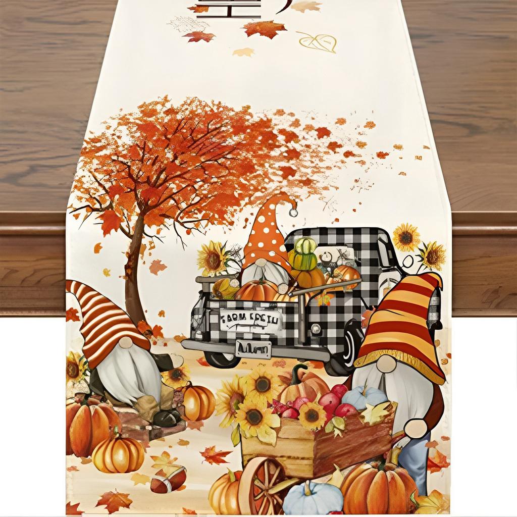 Pumpkin Print Decorative Tablecloth Table Flag Rectangular Living Room Dining Table Decoration Dirt Resistant Table Flag