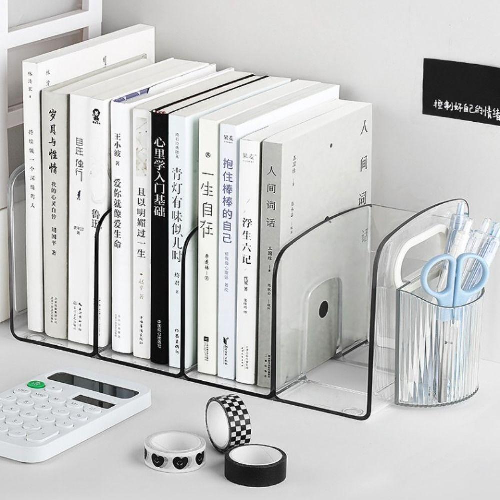 Transparent Handle Bookends Save Space Desk Storage Rack Book Holder Divider Book Stand  Minimalism