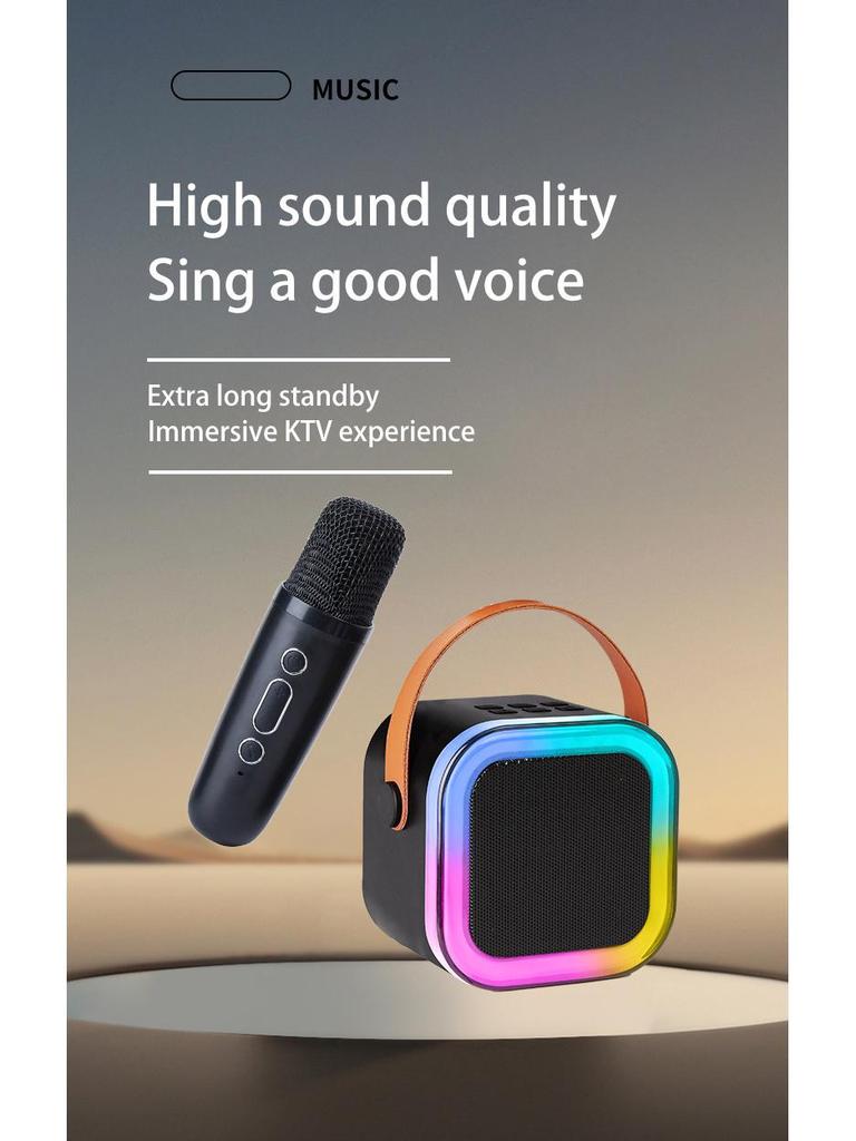 K12 Bluetooth 5.3 Portable Karaoke Speaker & Wireless Microphone for KTV and Family Singing Sessions