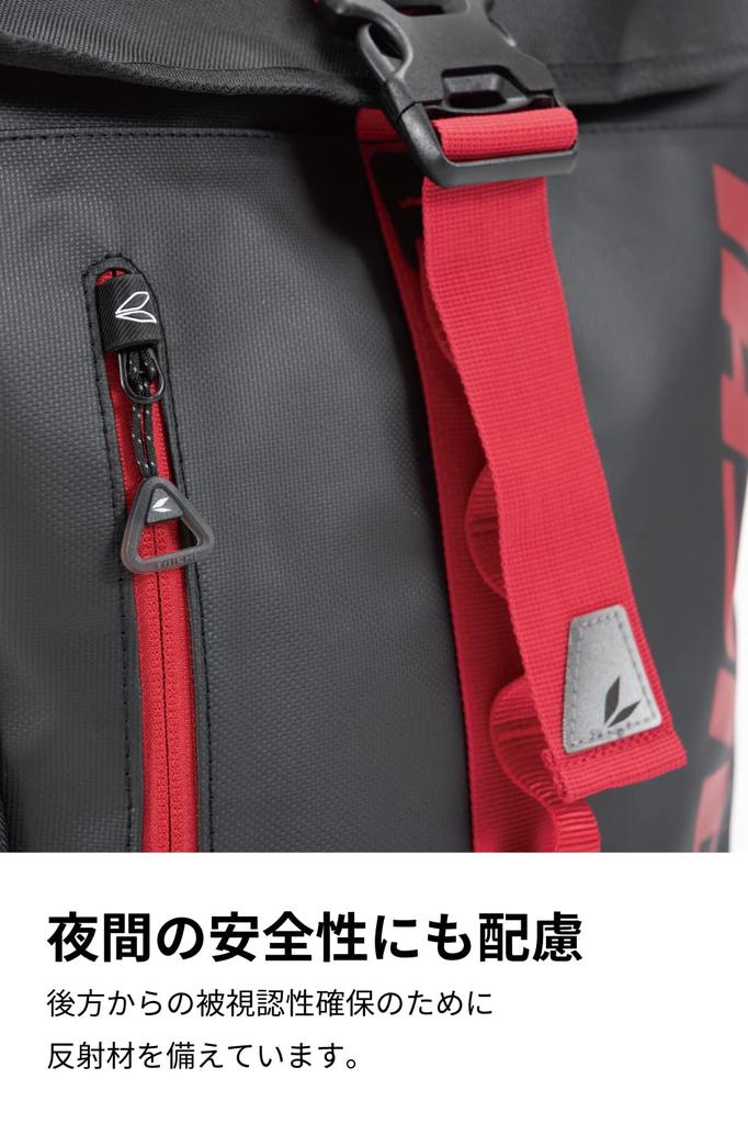 RS TAICHI Waterproof Motorcycle Backpack for Touring and Cycling, RSB278, Unisex, Black/Red