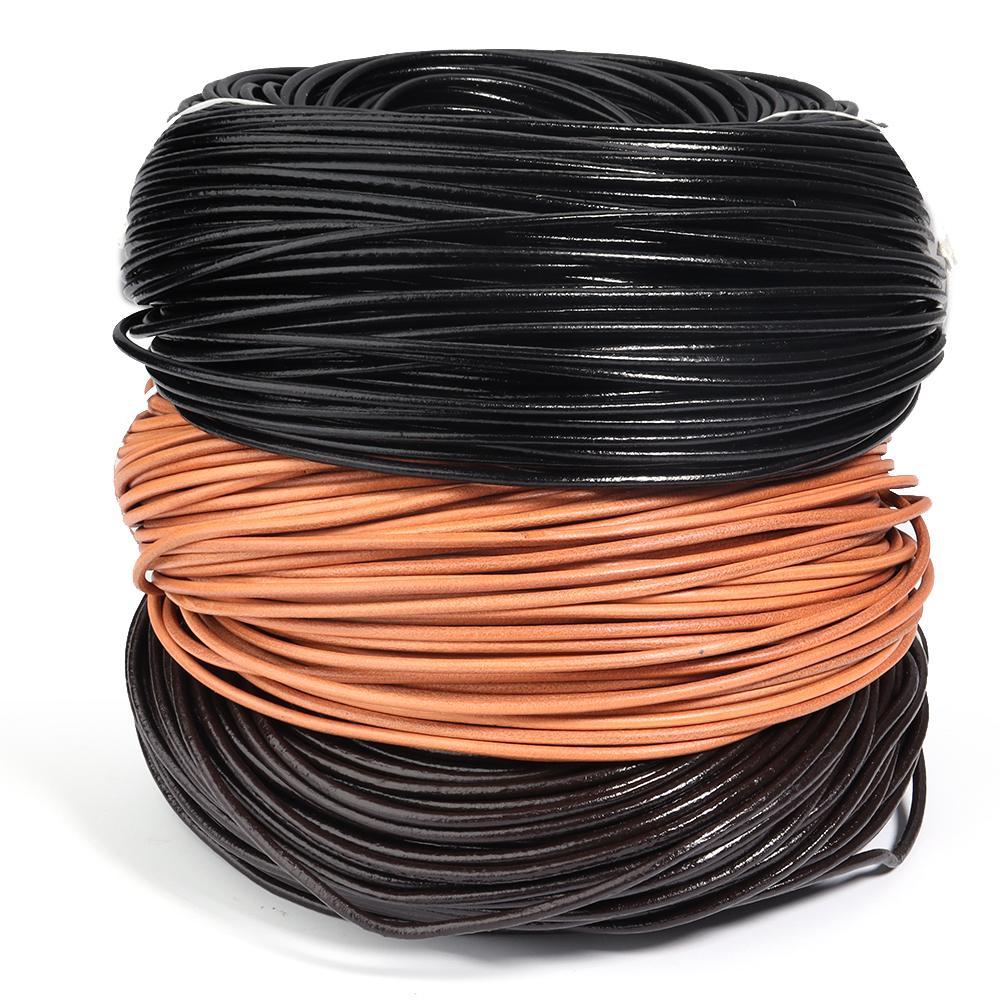 2-5 Yards 100% Genuine Cow Leather Round Thong Cord Leather Cord String Rope for DIY Necklace Bracelet DIY Jewelry Making