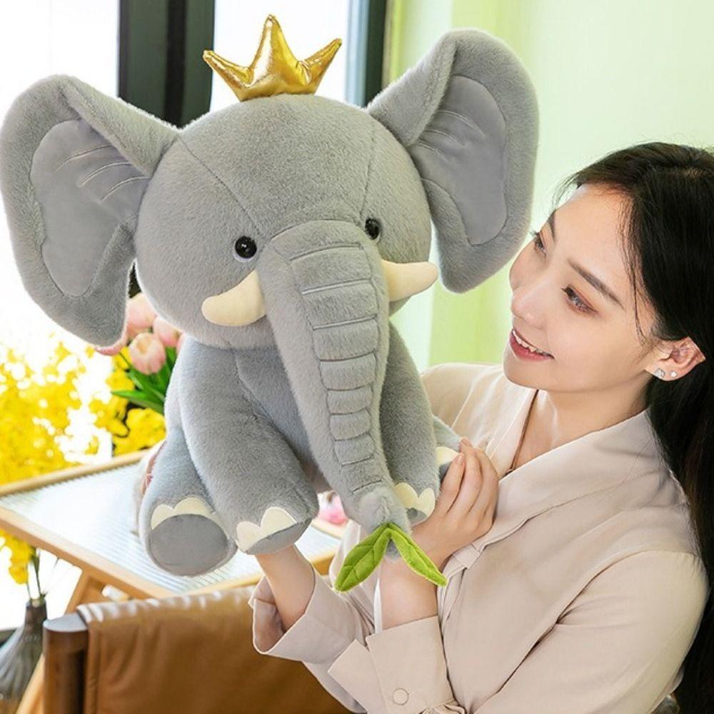 Cartoon Crown Elephant Plush Doll Creative Animal Stuffed Toys Boys and Girls