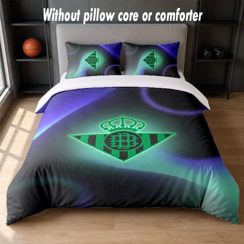 Real Betis Football Design Bed Bedding Set 1 Duvet Cover + 2 Pillowcases Soft Breathable Household Bed Linens