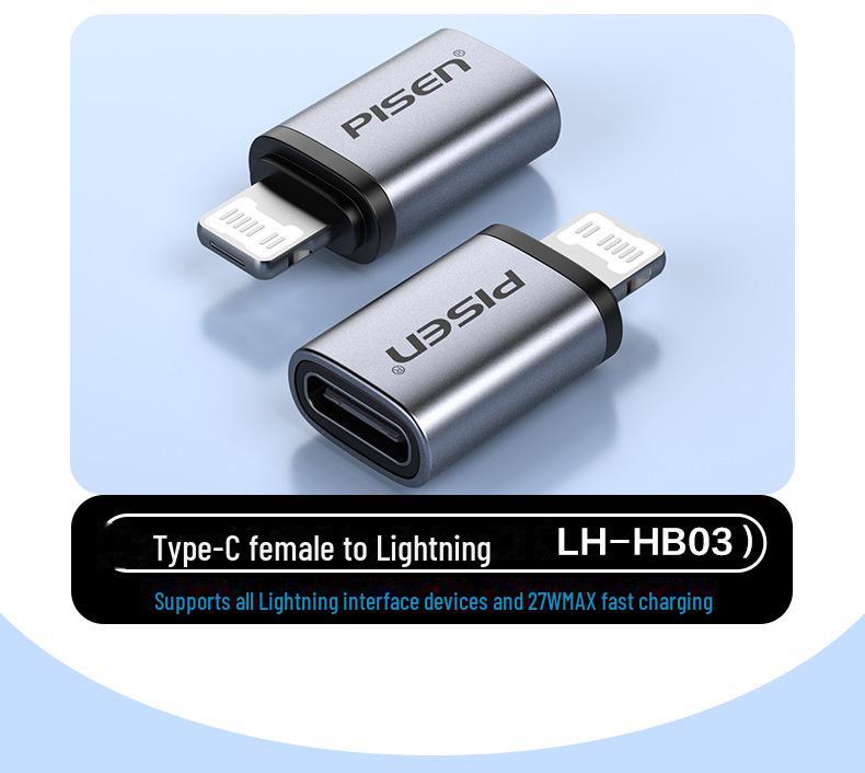 PISEN USB-C to Lightning Adapter for Apple 15PD Fast Charging & Data Transfer