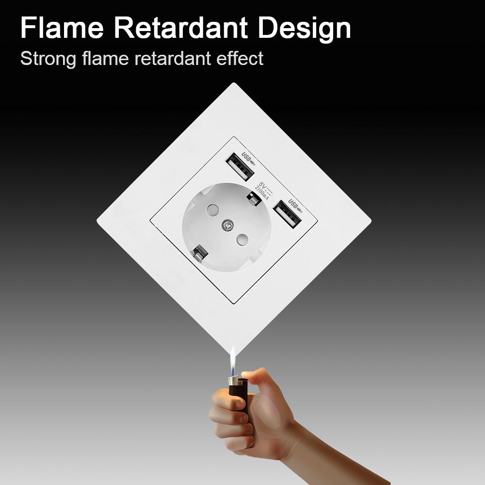110-250 В настенная USB-розетка для ПК, домашняя розетка, 16 А, розетки с заземлением, стандартная розетка ЕС, электрическая розетка с портом USB для зарядки 5 В 2,1 А