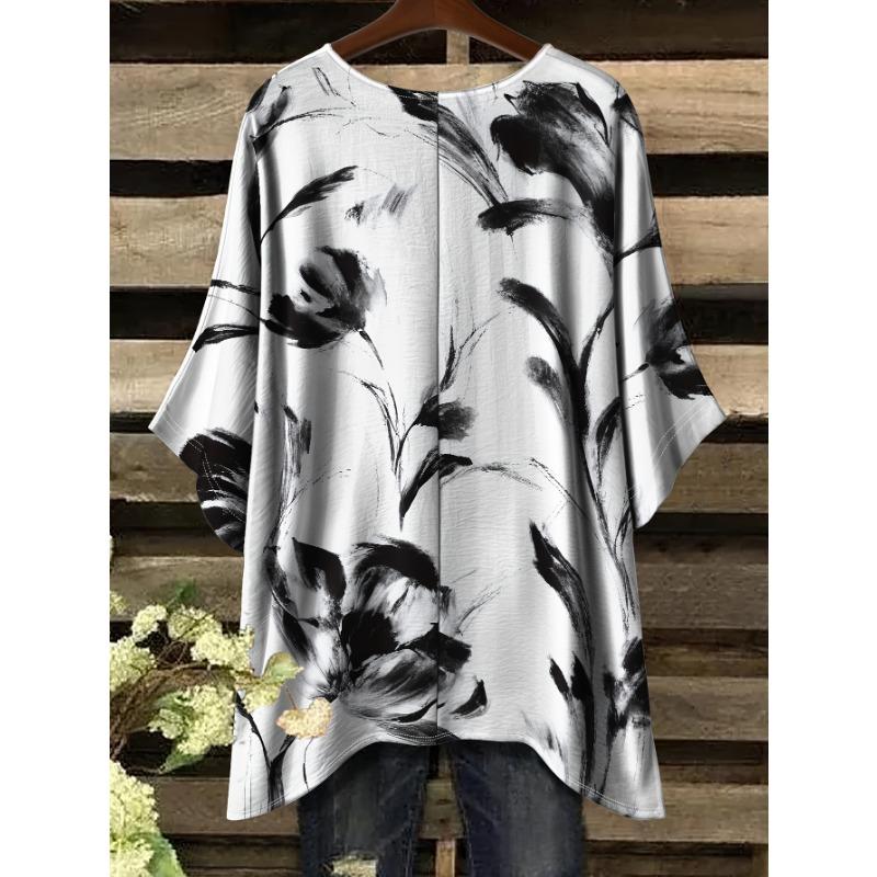 Fashion new large size round neck ink style pattern print, accessories not included