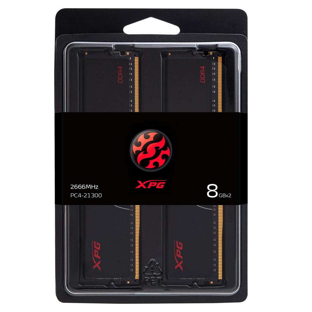 XPG Hunter Desktop PC Gaming Memory 8GB X 2 PC4-21300 DDR4-2666 AX4U266638G16-HTD