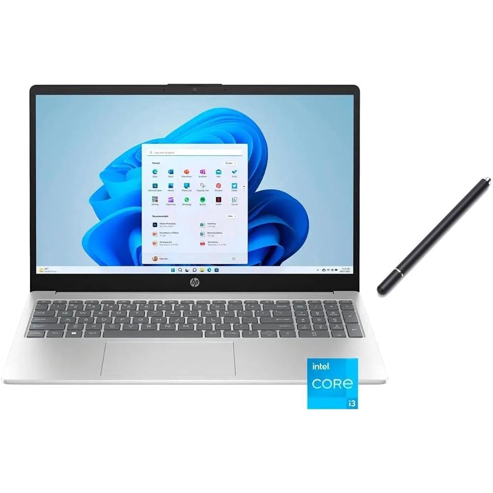 HP 15.6-inch HD Touchscreen Laptop | Intel Core i3-1215U (6 cores, 8 threads) | Intel UHD Graphics | Silver | 8GB RAM | 256GB SSD | Windows 11 S | Sty