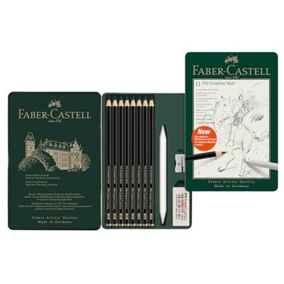 Faber-Castell Набор матовых карандашей Pitt, Набор графитовых карандашей для эскизов, 11 штук, 8 графитовых карандашей, Аксессуары для рисования [Официальный японский продукт]
