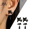 Cute Animal Earrings for Girls 1 Pair Black Cat Middle Finger Women, 3D Printed Matte Texture Earrings, Funny Gothic Front Back Dangle Jewelry