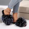 Brand Design Mix Color Furry Slippers Women Fluffy Fur Comfort Soft Sole Indoor Slippers Warm Faux Fur Woman Shoes 2025 Winter