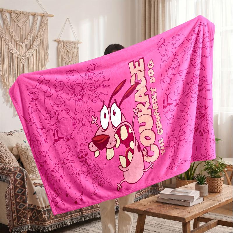 Warm Flannel BlanketCourage the Cowardly Dog Soft Cozy Throw Blanket for Bedroom Couch