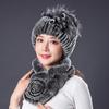 Новая шапка из меха кролика рекс, женская, модная, осенне-зимняя, утолщенная, теплая, с защитой ушей, шарф, набор для защиты шеи, взрослая