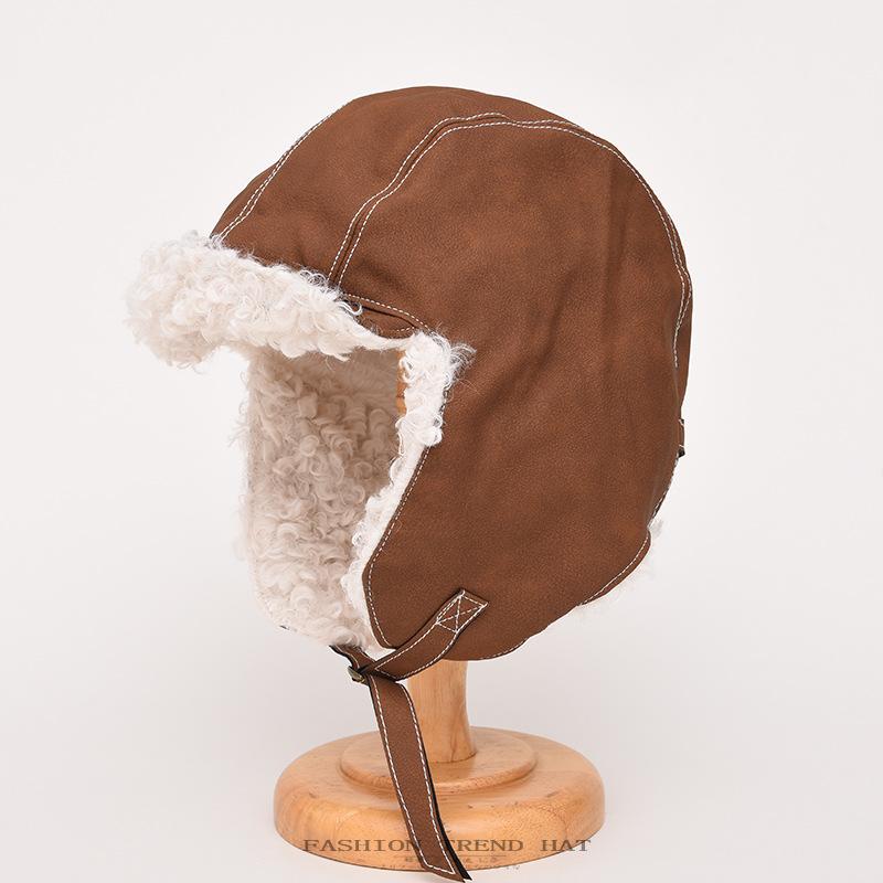 Шапка-авиатор Thunderbolt из овечьей шерсти для мужчин и женщин, зимняя теплая утолщенная защитная кепка из искусственной кожи для езды на велосипеде в холодную погоду