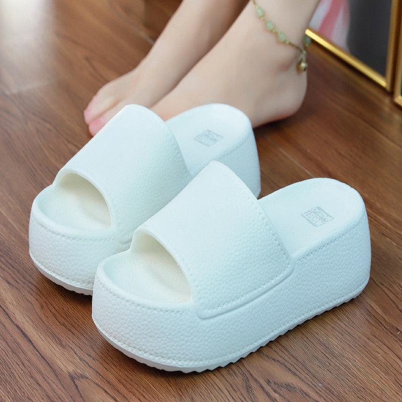 Лето 2024, новые однотонные приподнятые толстые женские тапочки, удобные противоскользящие домашние и уличные пляжные тапочки из ЭВА с мягкой подошвой