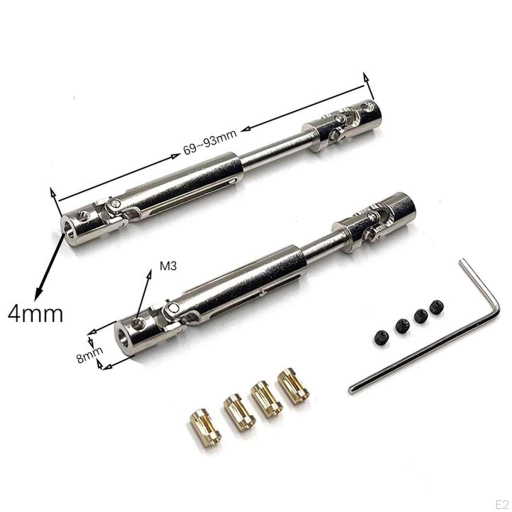 2 Pieces RC Car Drive Shaft 1/12 Metal Shafts Upgrade DIY 69mm-93mm CVD Transmission Joint for