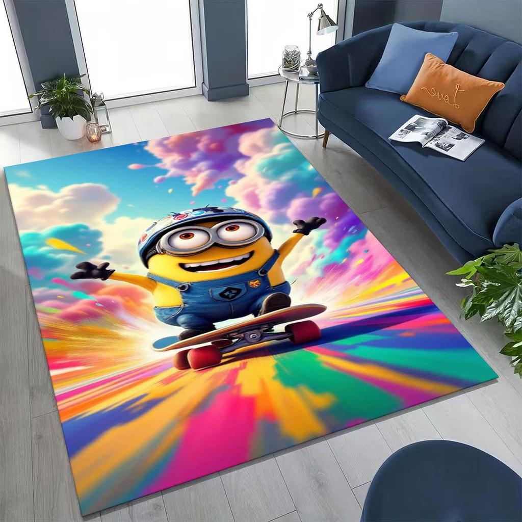 3D Cartoon Minions Despicable Me Rug for Bedroom Living Room Sofa Home Doormat Decor, Large Kids PLAY Non-slip Floor Mat Gift
