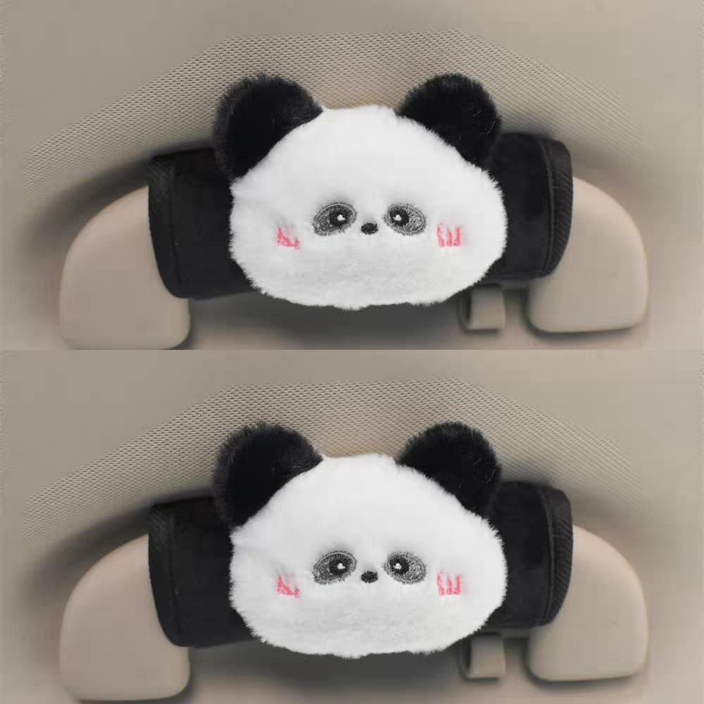 Милая мультяшная кукла-панда, чехол на ручку двери салона автомобиля, универсальный плюшевый чехол-протектор для ручника, защита держателя на крышу автомобиля