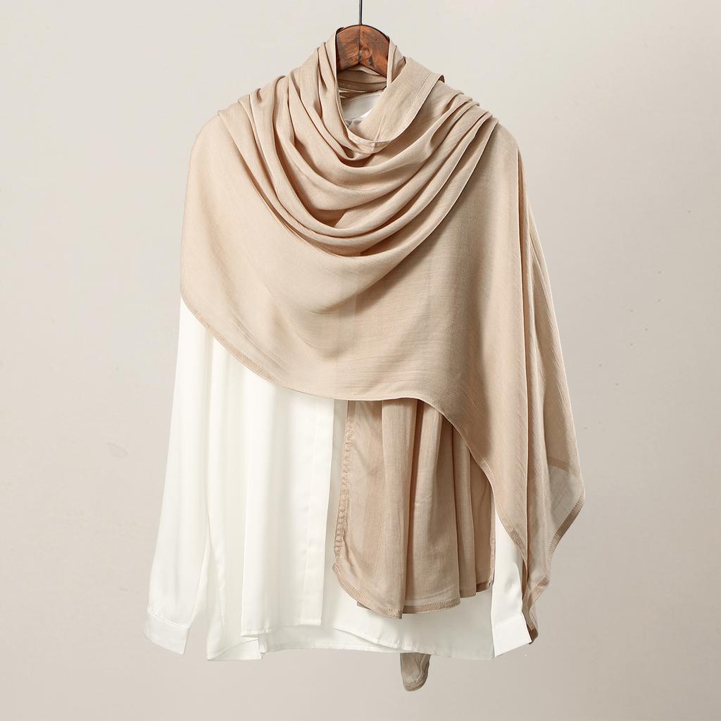 Хлопок Район Модал Хиджаб Шарф Однотонный Головной платок Накидки Большой размер Однотонные Шали Мусульманский Женский Хиджаб Исламский Тюрбан Повязка на голову 190*85см