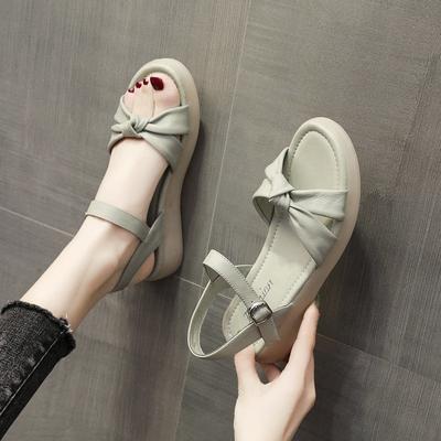 Женские сандалии на плоской подошве, на толстой подошве, на среднем каблуке, с подошвой из говяжьей жилы, женские летние туфли на мягкой подошве, модели к Новому году