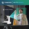 TONGVEO 4K PTZ Camera with AI 10x Optical Wide Angle Plug and for with Remote Control and Tripod Mount White Auto-Tracking, Zoom, HDMI/USB 3.0