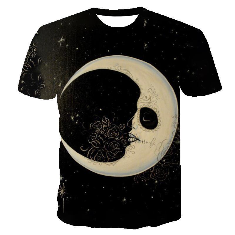 Летний топ с круглым вырезом и принтом 3D черепа и ангела, модные повседневные милые женские футболки с короткими рукавами