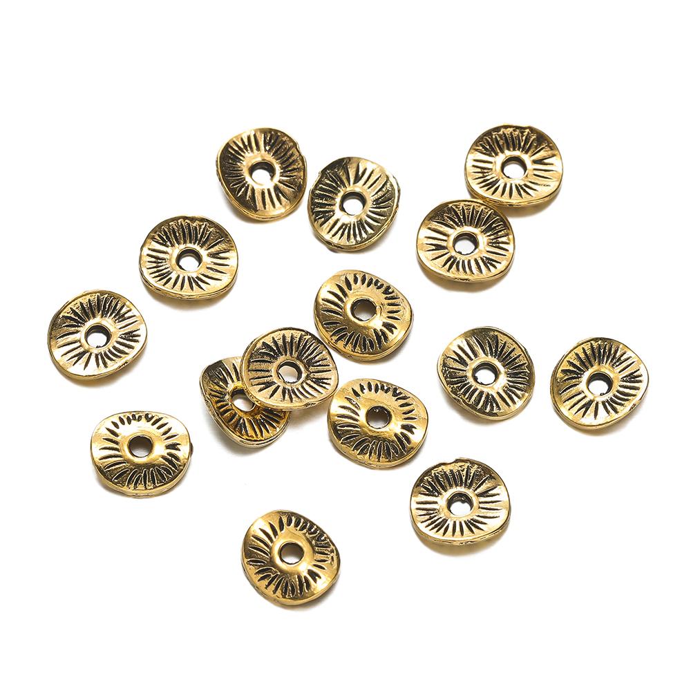 50/100pcs Alloy Antique Bronze Round Spacer Beads Charms For Diy Beaded Bracelets Necklace Jewelry Handmade Making Accessories