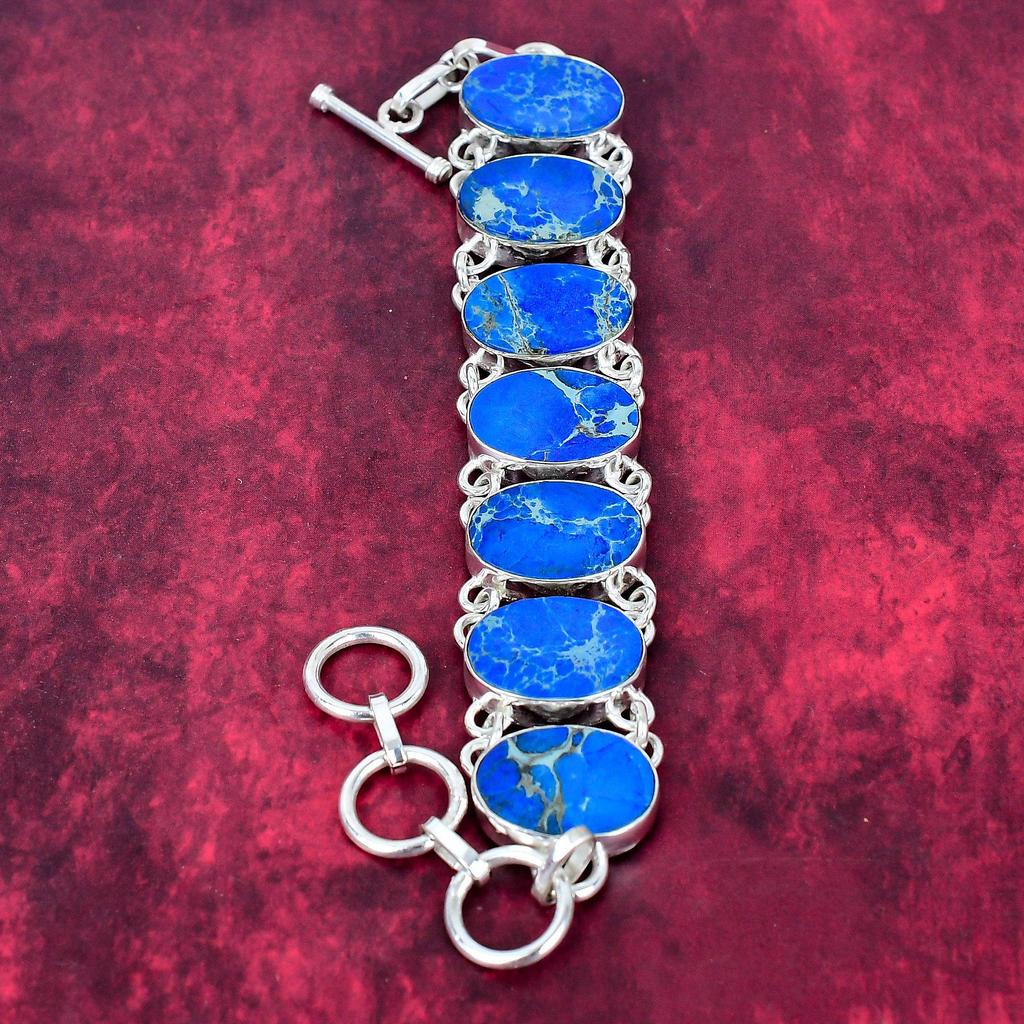 Браслет Blue Sea Sediment с драгоценными камнями, 925 пробы, регулируемый браслет-цепочка из чистого серебра, подарок для женщин, ожерелье ручной работы