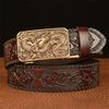 High Guality Men's Cowhide Belt Personality Retro Automatic Buckle Leather Belt Pant Belt