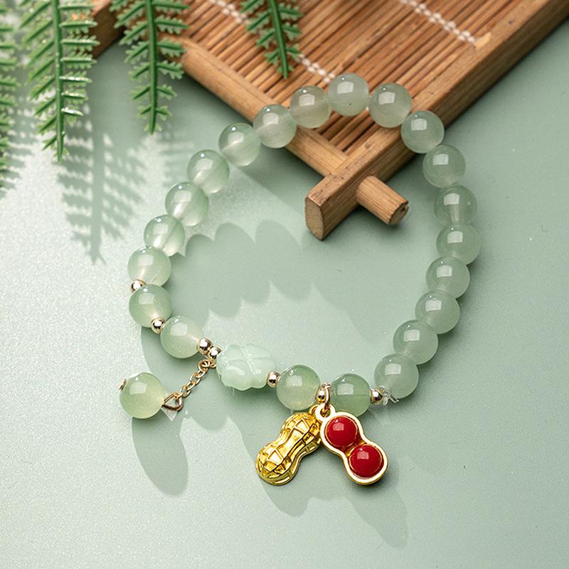 Модный изысканный браслет из искусственного нефрита с бусинами для женщин, китайский стиль, арахисовый кулон, браслет, цепочка на запястье, ювелирные изделия, подарки