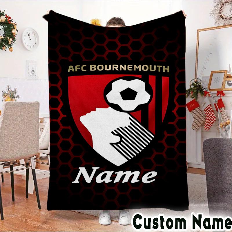 Custom Name AFC Football Crest Throws Blanket Flannel Blankets for Couch Bed Gifts for Men Women Picnic blanket Christmas fan gifts