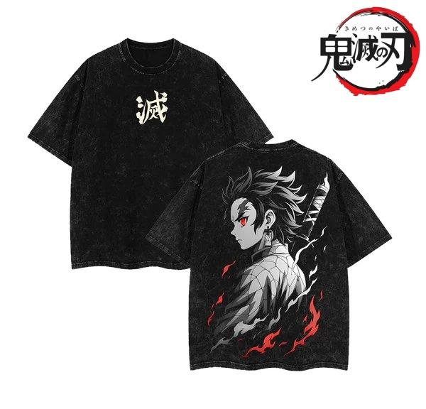 2026 Oversized Demon Slayer Anime Vintage Washed T-shirt Man Women Short Sleeve Tee Parent-child Loose Casual Tops Summer Y2k...