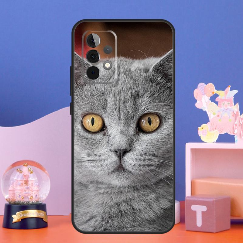 British Shorthair Cat Case For Samsung Galaxy A55 A16 A26 A36 A56 A54 A34 A14 A15 A35 A52 A12 A32 A13 A33 A53 A17