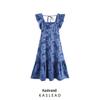 2025 Spring Women's European Style Square Neck Casual Jacquard Dress