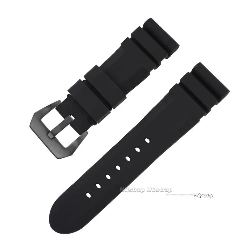 Силиконовые ремешки для часов 22 мм 24 мм 26 мм для Panerai, мягкий спортивный браслет, удобный резиновый ремешок, аксессуары для браслетов для женщин и мужчин