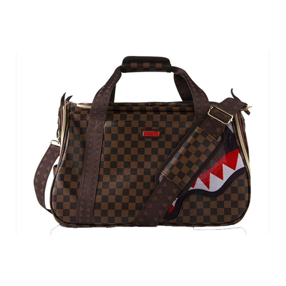 Sprayground Shark Checkerboard Shark Mouth Travel Bag Unisex Travel Bag Brown W0645510