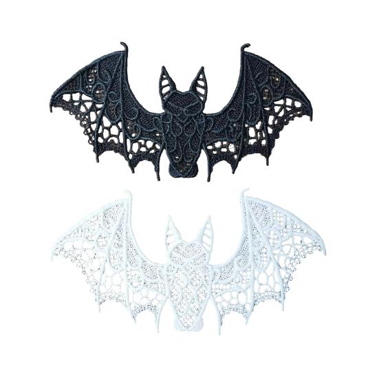 2 Pcs Halloween Bat Embroidered Patch Lace Gothic Wing Design DIY Clothing Badges