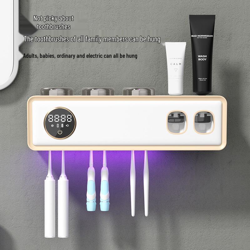 Умный настенный УФ-держатель для зубных щеток и дезинфектор с сушкой и стаканом для хранения