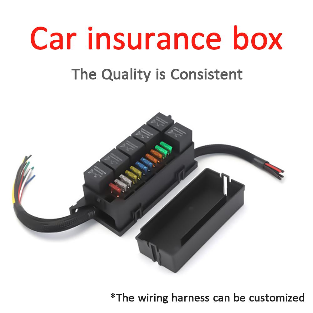 12V Fuse Block Fuse Relay Box Block 11 Way Waterproof 4PINATC/ATO Fuse Block and 6 Slot Relay Panel for Universal Vehicles Car