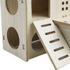 Wooden Hamster House Toy Bite Resistant Hamster Hideout House for Hamster Accessories Skipping Villa, 16x16x5cm