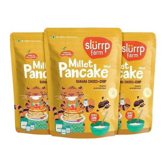 Slurrp Farm No Maida Pancake Mix | Instant Breakfast Mix Made with Oats and Jowar | 100% Vegetarian Eggless Healthy Breakfast| Pack of 3 X 150g