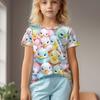Children's Clothing Girl T-Shirts Short Sleeve Children Cartoon Bird Print Creative O-Neck Tops Kids T-Shirts